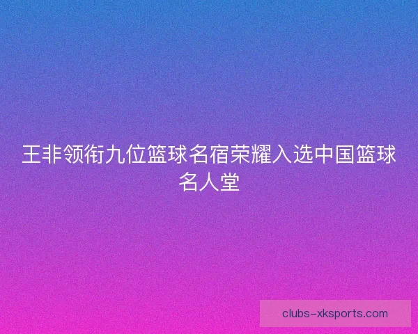 王非领衔九位篮球名宿荣耀入选中国篮球名人堂